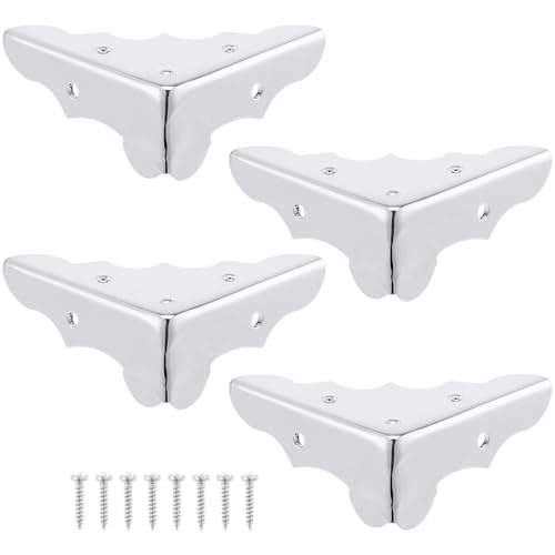 GOOHOCHY 4 Stück Metall Kantenschutz Eckschutz Silber 1.26 Zoll Gitarrenkoffer Box Eckabdeckung Mit Schrauben Für Gitarrenkoffer Schmuckkästen Geschenkboxen Diy-Projekte