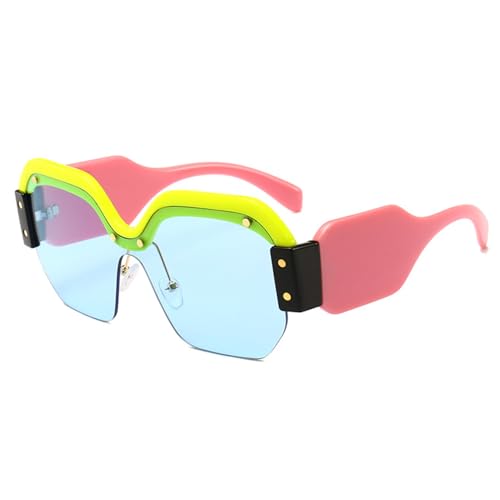 Trendy Sunglasses for Men and Women, Multicolor Frame Blue Lens Fashion Shades