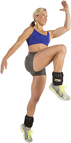 Padded, Adjustable Ankle Weight Set – Comfortable Gofit Training And Rehabilitation Gear, Black, 5Lbs Each/ 10Lb Pair #TOP5