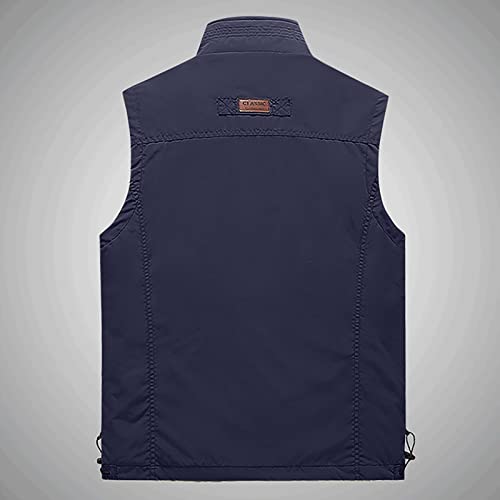 RTRDE Men's Outdoor Casual Full Zip Stand Collar Fishing Work Safari Travel Vest Sleeveless Jacket Hiking Coat, XL-4XL2