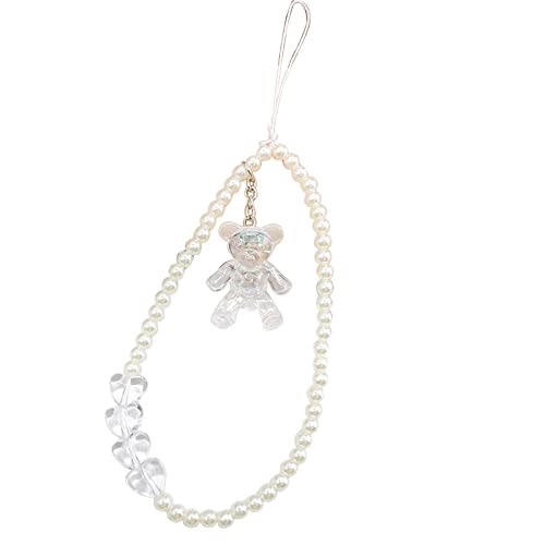 Butterfly Phone Chain Pendant Cartoon Bear Pearl-Lanyard Charm Decorations Girl Bag Keyring Hanging Ornament Accessories Cart
