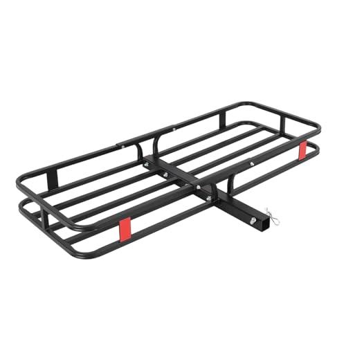 Image of 500LBS Heavy-Duty Hitch Cargo Carrier for Trucks SUVs, Non-Folding Steel Cargo Rack, Rustproof Coated for Construction, Camping - 53x19x6 Inch, Black