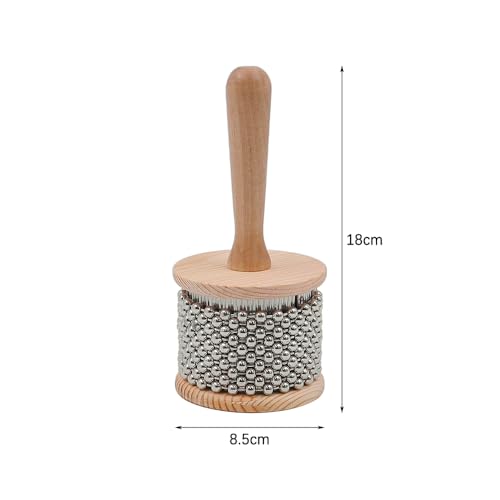 CENPEK Hochwertiges Cabasa-Percussion-Musikinstrument aus Holz mit Metallperlenkette