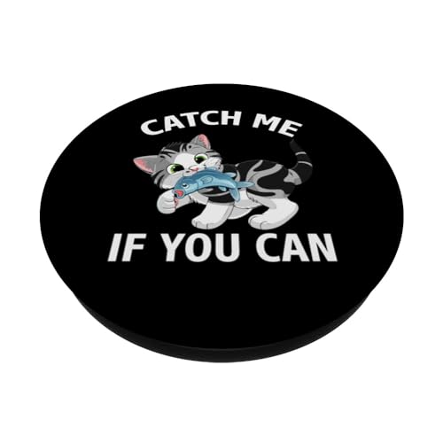 Catch Me If You Can Cat Lover's Kitty Mom Owner PopSockets Swappable PopGrip, Black - Image 2