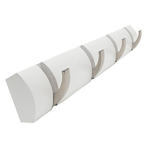 Loiofoe Perchero de Pared con Gancho de Madera de bambú Resistente al Agua y Moderno para Colgar en la Pared 4 Ganchos Perchero (Blanco, 4 Ganchos)
