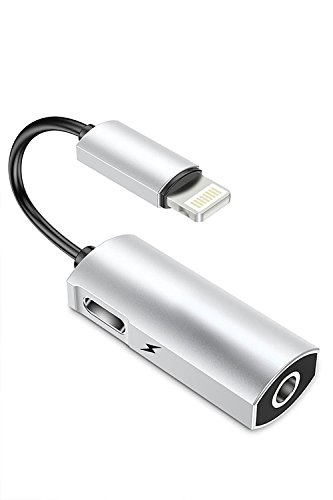 VANMASS 3.5 mm Headphone Jack Adapter, 2in1 Headphone Adapter with Charging Port Aux Splitter Charge, 48 kHz Audio Earphone Adapter, Support Remote Control, Compatible with Phone X/8/8P/7/7P (Silver)