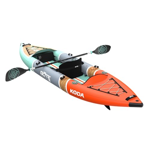 Image of BOTE Koda Aero Inflatable Kayak Packable for Single Rider Adults Kids Family Friendly Blow Up Fishing MAGNEPod Compatible, Multiple Sizes