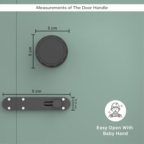 Image of Gloxy Mortise Tower Bolt for Bathroom Mortise Keyless Handle Set Store Room Mortise Keyless Handle Set with Brass Baby Latch for Office,Home |Black Finish (2 Years Warranty, Pack of 1)