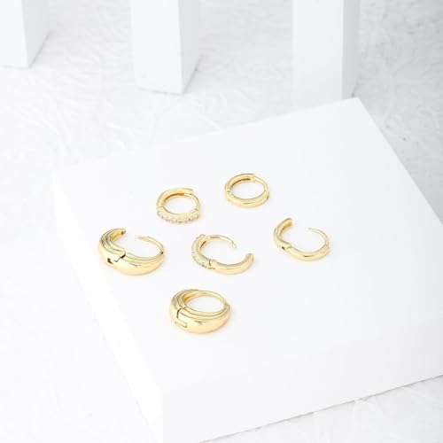 مجموعة اقراط حلقية ذهبية صغيرة للنساء من جيه كيه جيه اند زد اكس زد، اقراط دائرية انيقة مرصعة بالزركونيا المكعب، اقراط الكترونية خفيفة الوزن لا تسبب الحساسية للنساء والفتيات، هدايا مجوهرات عصرية، 1