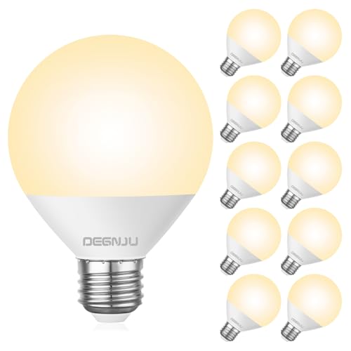 Image of DEGNJU LED Vanity Light Bulbs, 60W Equivalent, Bathroom Light Bulbs 2700K Soft White, 800 Lumens, G25 Globe Bulb for Makeup Mirror, Round Shape, 7W, 120V, Non-Dimmable, 10 Pack