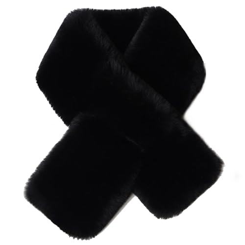 HEYANN Écharpe d'hiver en fausse fourrure pour femme, mignonne écharpe en fausse fourrure chauffe-cou rectangulaire duveteuse, écharpe de mode hivernale, châle col...