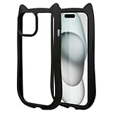 ラスタバナナ ケース カバー iPhone15 14 13 共用 ハイブリッド 猫耳 mimi TPUバンパーケース ブラック 7636IP361HB