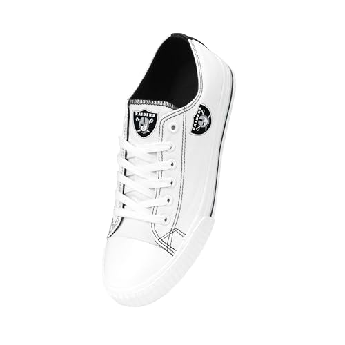 Image of FOCO NFL Womens NFL Ladies Fashion Team Big Logo Low Top White Canvas Sneakers Shoes