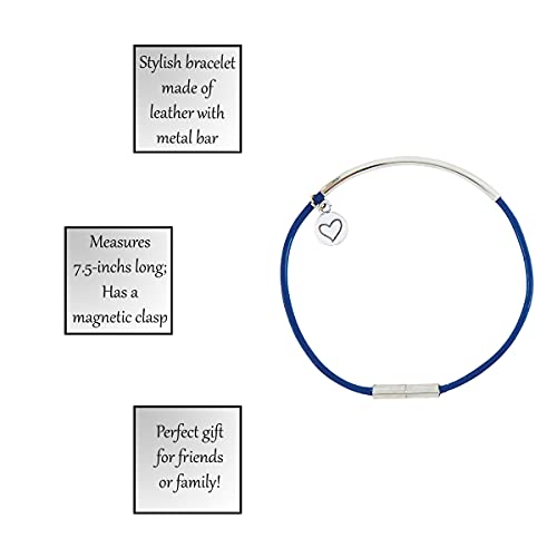 Creative Brands Faithworks - Thought Keepers Leather Bracelet with Magnetic Clasp, 7.5-Inch, Blue-Silver3
