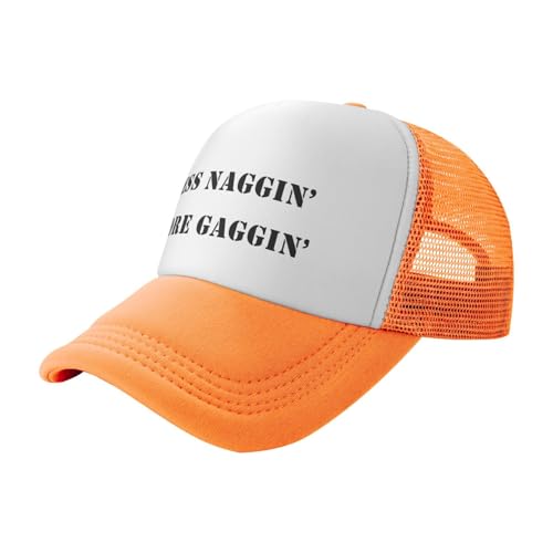 Image of Less Naggin More Gaggin Trucker Hat Funny Baseball Caps Adjustable Fishing Hats for Men Women Black