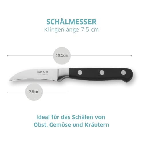 Foto von Kuppels SOLID Schälmesser, extra scharf & schnitthaltig, gehärteter Klingenstahl, rostfrei, poliert & spülmaschinenfest, Gemüsemesser, Obstmesser, Garniermesser…