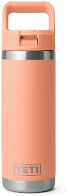 YETI Rambler 18 oz Bottle, Vacuum Insulated, Stainless Steel with Color Matching Straw Cap, Low Country Peach
