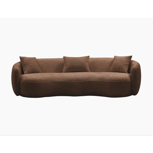Image of LEGACY OF COMFORT Yazgur 85'' Mid-Century Modern Curved Living Room Sofa, 3-Seat Fabric Couch for Living Room, Office, Apartment (Brown)