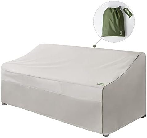 Pinktail 3-Seater Patio Sofa Cover, Heavy-Duty Waterproof 600D Oxford Outdoor Furniture Cover for Large Wide Couch Bench All Weather Protection, Light Gray 42''D x 78''W x 32''H