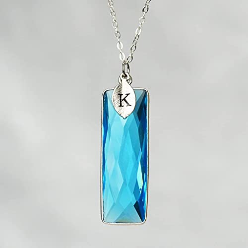 Blue Topaz Necklace, December Birthstone Necklace, Sterling Silver Or 18K Gold, Personalized Necklace, Bridesmaid Gift, Mom Necklace #TOP1