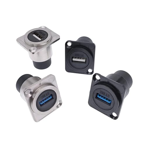 Conector USB 3.0 hembra de metal para panel en color plata coaxial 3