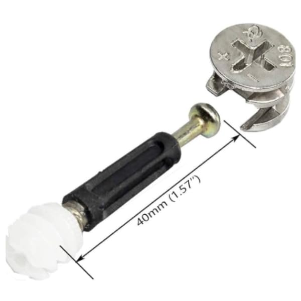 Greys Minifix Cam Lock, Bush, Rotor Screw, Wooden Dowel and White Cover Cap Connector Set (10 Sets) | Furniture Connector Fitting | Zinc Alloy Connector for Wardrobe, Cabinet, Modular Furniture 1