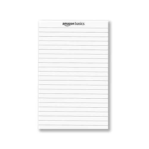 Image of AmazonBasics Wide Ruled 5x 8 - Inch 50-Sheet Lined Writing Note Pad Green | White | Blue | Yellow Pack of 12