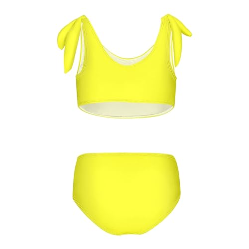 Girls Swimsuits Bikini Set,Two Piece Swimsuit Bathing Suit Girls' Swimwear Yellow Solid Color Pure Plain2
