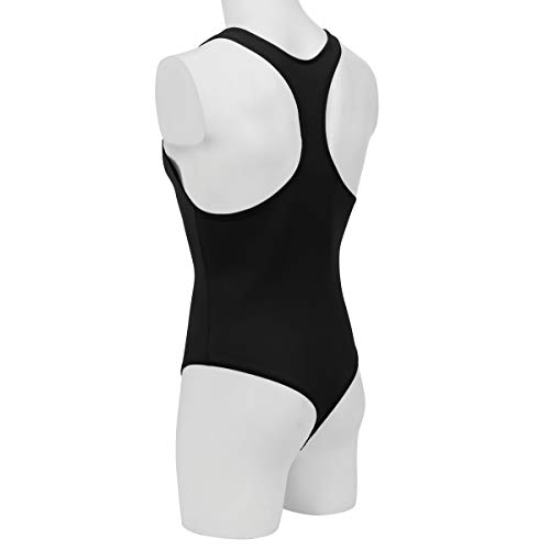 Fymnsi Men's Leotard Underwear Sexy Racer Back One-Piece Bodysuit Stretch Swimsuit Thongs Singlet Workout Black #TOP4