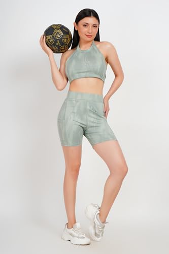 Image of SSoShHub Tights Top High Waist Stretchable Gym Tights and CropTop Bra Gym wear /Active Wear Tights Yoga Pants Zumba /Dance Womens Workout Tights and Top Stretchable Workout set