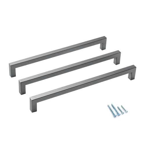 Aibeli 10 Pack Grey Cabinet Pulls 10 Inch Hole Center Ancient Grey Drawer Pulls Cupboard Handles Stainless Steel Kitchen Cabinet Handles Modern Kitchen Hardware