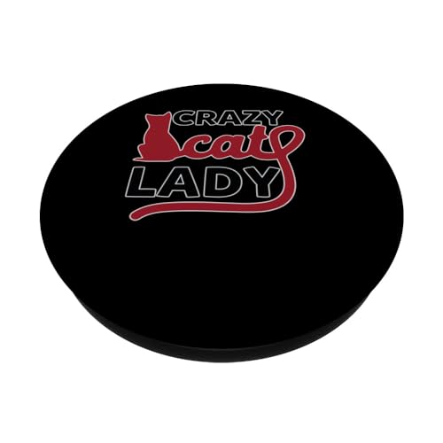 Cat Lady Cat Lover's Kitty Mom Crazy Owner PopSockets Swappable PopGrip, Black - Image 2