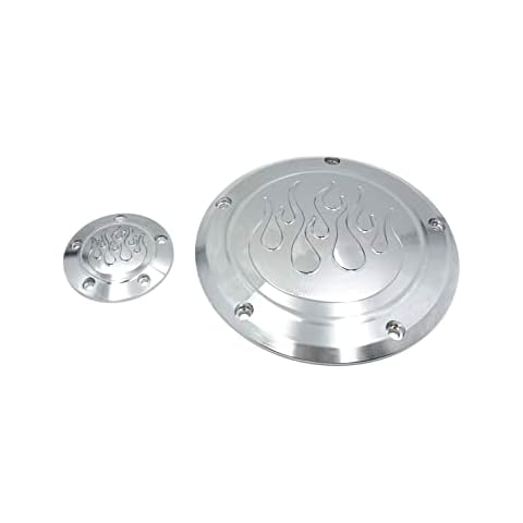HTTMT MT429-004E- Flame Derby Timer Cover Flame Compatible with Harley Dyna Sportster Street Bob XL 883 1200 Chrome Cover