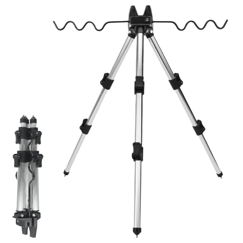 Trépied de pêche rétractable en aluminium pliable pour canne