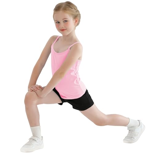 Image of QBK Girls Tank Tops Toddler Camisole Cotton Cami Spaghetti Strap Undershirts for Girls 2T-12Years