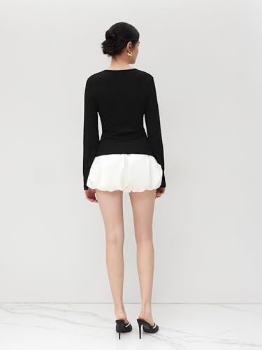 CIDER Women's Tops V Neck Long Sleeve Top Split Elegant Slim Fit Cotton Blend Knit Fabric Daily Casual4