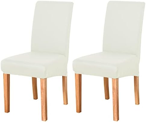 Jin Le Dining Chair Covers Set of 2 Beige, XL/Oversized Stretch Parson Chair Slipcover Chair Covers for Dining Room Protector Cover Washable Kitchen Chair Cover for Hotel, Wedding, Banquet, Restaurant