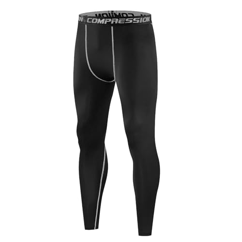 Generisch Leggings de gimnasio para hombre, ropa interior térmica, pantalones deportivos, mallas largas, pantalones de compresión, transpirables, de secado rápido, gris, S