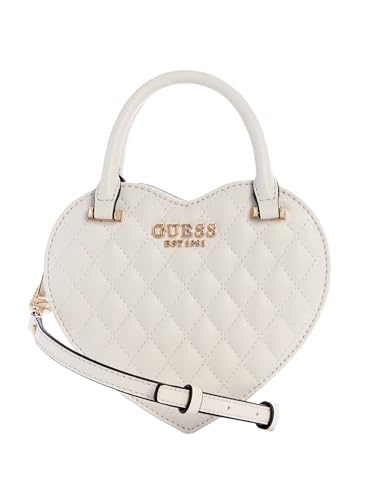 GUESS sac à main sac à épaule bandoulière Atabey Heart Bag Cream White écru