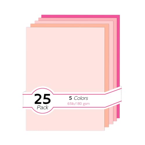 65lb Pink Cardstock 8.5 x 11 Goefun 5 Colors Colored Cardstock Paper 25 Sheets Pink Construction Paper Assorted Colors Perfect for Crafts DIY Cards Valentines Day