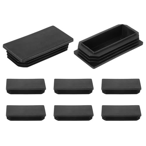 Image of uxcell 8 Pcs Rectangle Tubing End Caps 4 x 2 Inch Plastic Hole Plugs Insert End Cap for Metal Tubing Post Chair Leg Table Bookshelves Furniture, Black