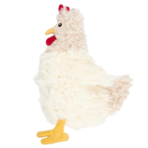 Image of Best Pet Supplies Crinkle Plush Chicken Dog Toy for Interactive, Puppy and Senior Indoor Play - Colorful, Cute and Cuddly (Beige)