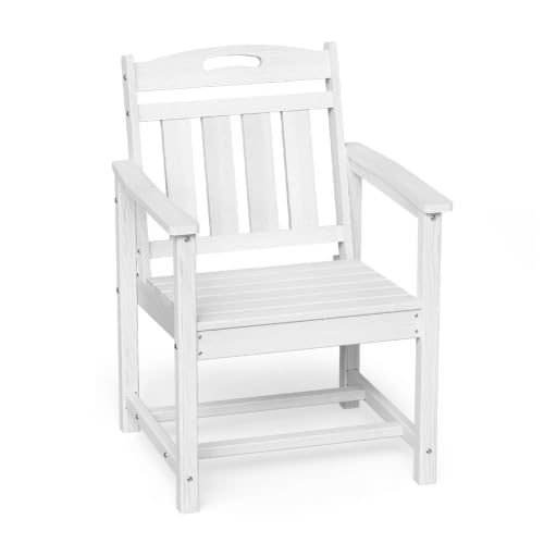 Image of Ciokea Outdoor Patio Dining Chair, HDPE Oversized Porch Chairs with Wide Seat, All-Weather Durable Heavy-Duty Outdoor Furniture for Backyard, Poolside, Lawn & Garden, White