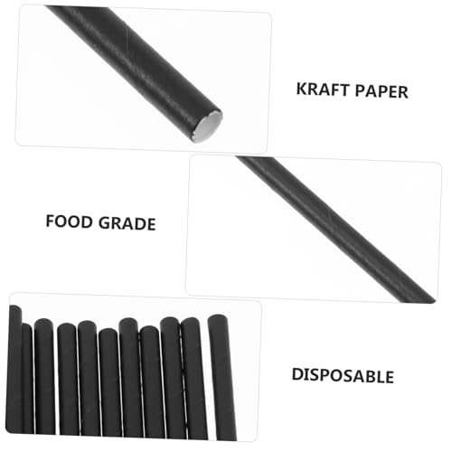 200 pitillos desechables de papel color negro para fiestas miniatura 7