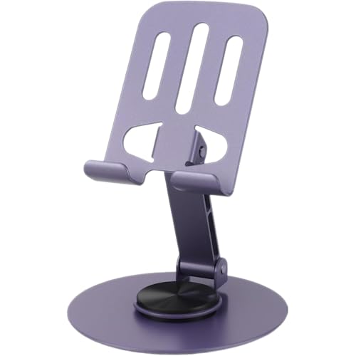 Jakzi 360 Rotating Metal Phone Stand Adjustable & Foldable Desktop Holder Sturdy Base & Rod Universal Phone Holder for Desk Compatible with iPhone Android iPad Tablets