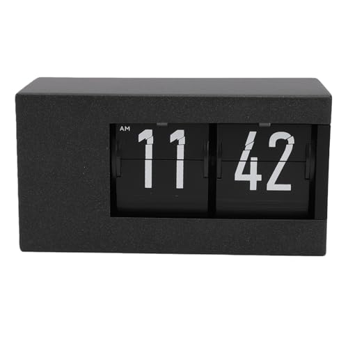 Buachois Calendar Flip Clock LED Display Auto Page Turning (Black)