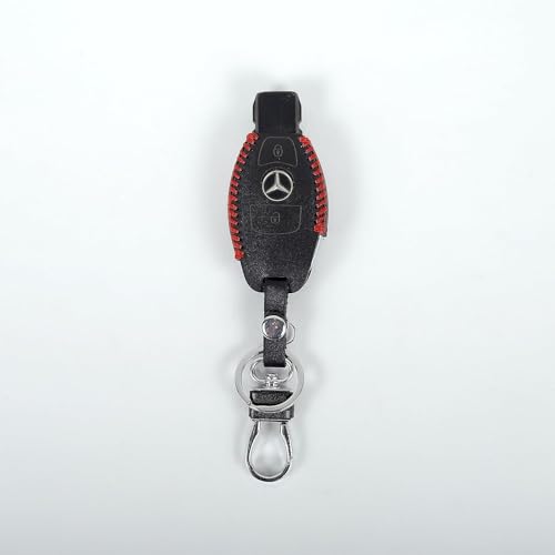 Image of Car Smart Remote Key Cover Case with Metal Keychain Hook Compatible for S Class, C Class, M Class 2 Button (Black)