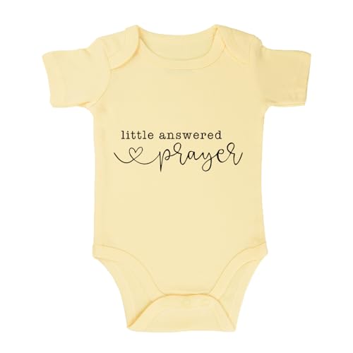 Image of Little Answered Prayer Infant Reveal Ideas Pregnancy Baby Announcement Bodysuit Girl And Boy 0-12M