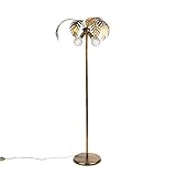 QAZQA - Retro Vintage Stehleuchte I Stehlampe I Standleuchte I Lampe I Leuchte Gold I Messing 2-flammig - Botanica I Wohnzimmer I Schlafzimmer - Metall Länglich - LED geeignet E27