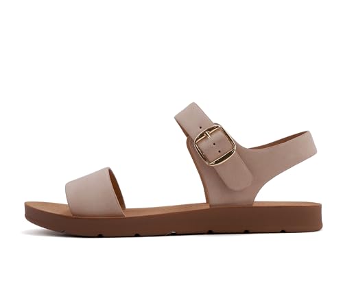 Image of Soda PLENTY ~ Women's Strappy Ankle Wrap Buckle Fashion Flat Sandals | Casual Sandals